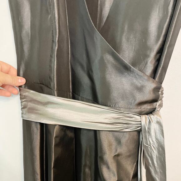 Lazaro Vintage elegant black full length wrap gown with pewter sash - Picture 2 of 7